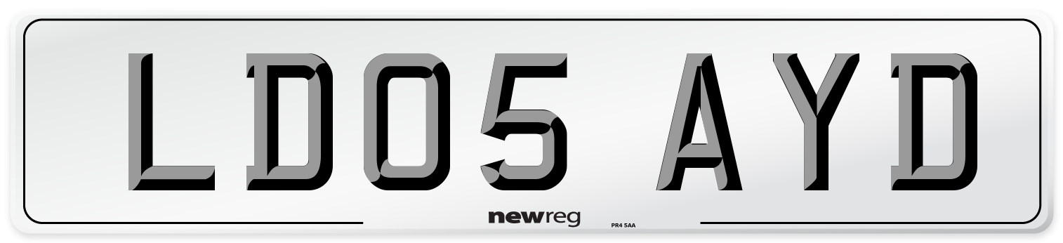 LD05 AYD Number Plate from New Reg